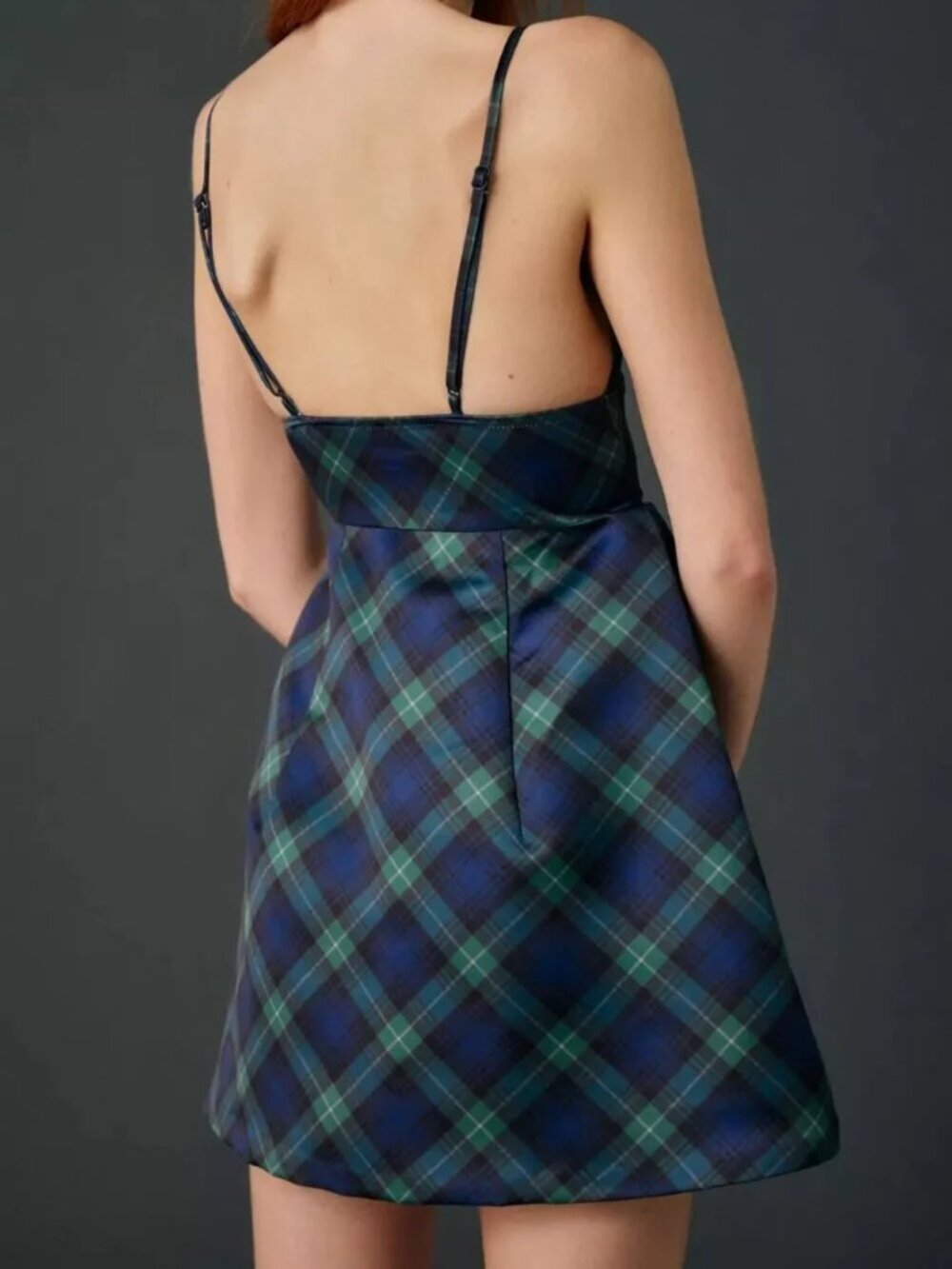 Kimchi Blue Petit Fours Fit-And-Flare Satin Mini Dress Dark Green - Picture 2 of 4